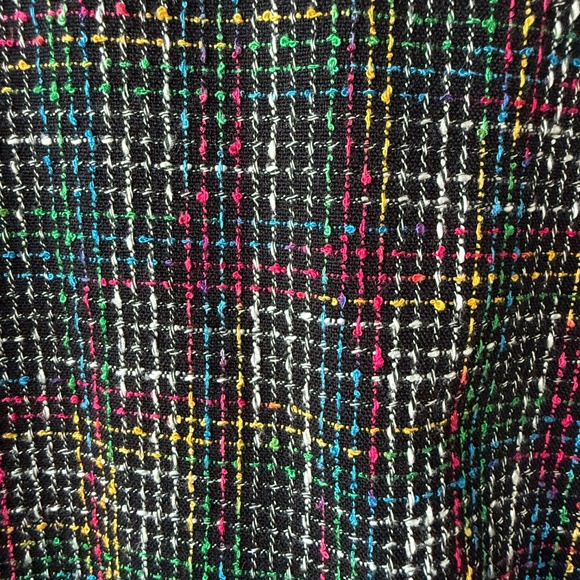 Super Cute Vintage 90s Colour-pop tweed jacket in black with teal, pink, yellow - Picture 8 of 9